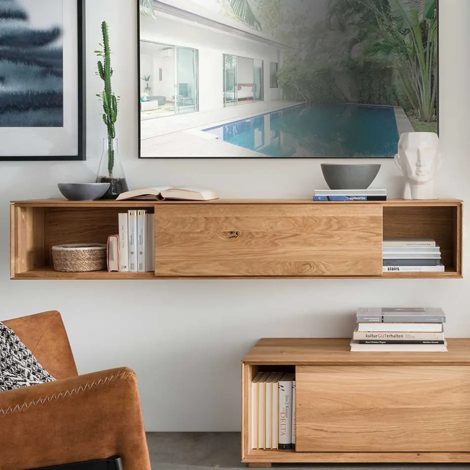 Wohnen Design Wohnwand aus Massivholz - Sinta (dreiteilig)