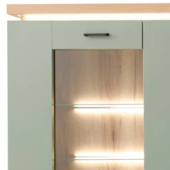 Wohnen Design Wohnwand in Graugrün und Eiche - Kwin (dreiteilig)