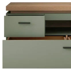 Wohnen Design Wohnwand in Graugrün und Eiche - Kwin (dreiteilig)