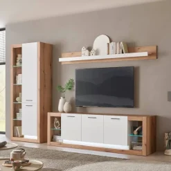 Design Wohnwand Set in Mattweiß - Adejano (dreiteilig)^Wohnen New