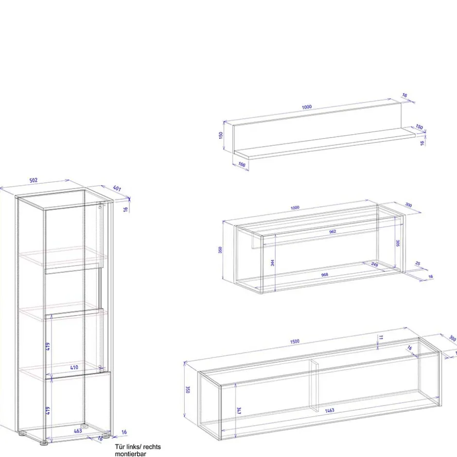 Wohnen Design Wohnzimmer Möbel-Kombination - Nonessia (fünfteilig)