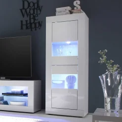 Design Wohnzimmer Vitrine in Hochglanz Weiß - Sogno^Wohnen Discount
