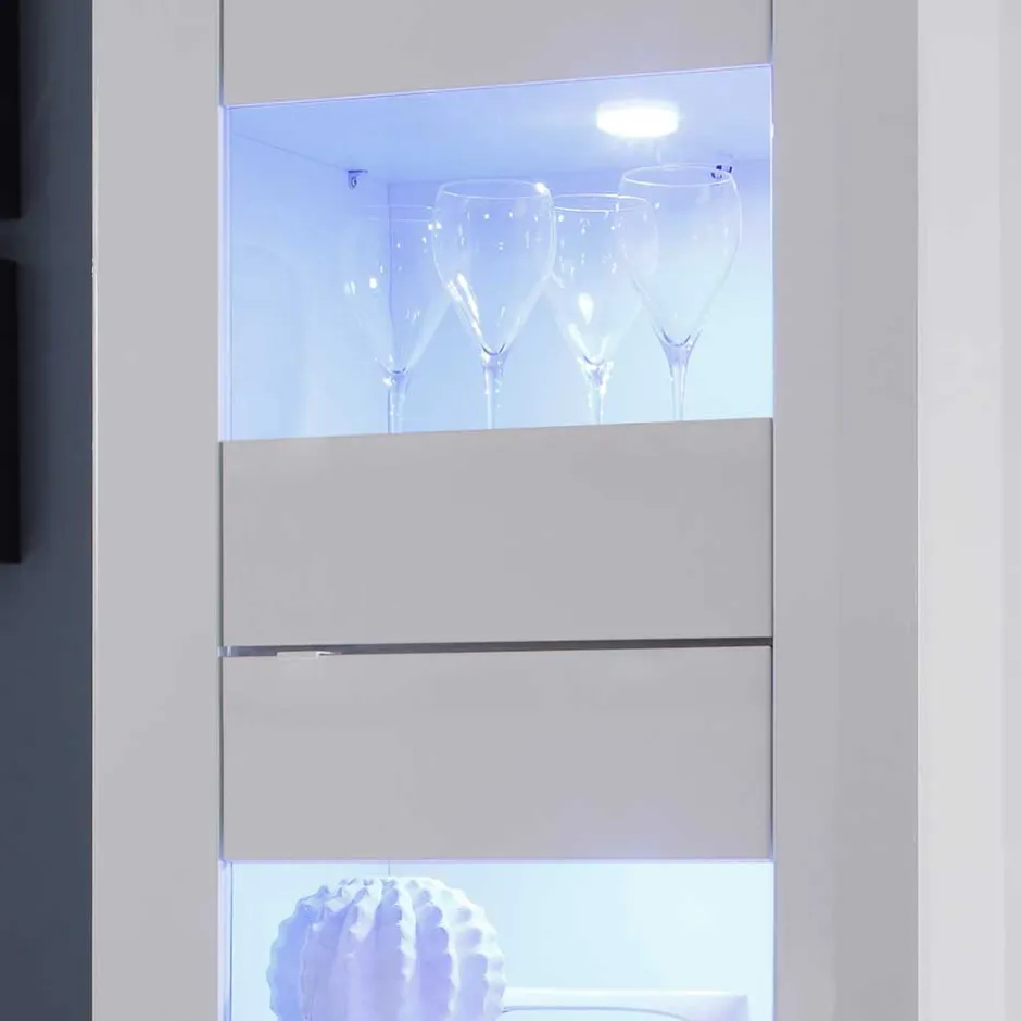 Design Wohnzimmer Vitrine in Hochglanz Weiß - Sogno^Wohnen Discount