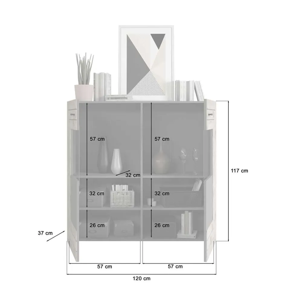 Wohnen Design Wohnzimmerschrank mit Glaseinsätzen - Scarlett