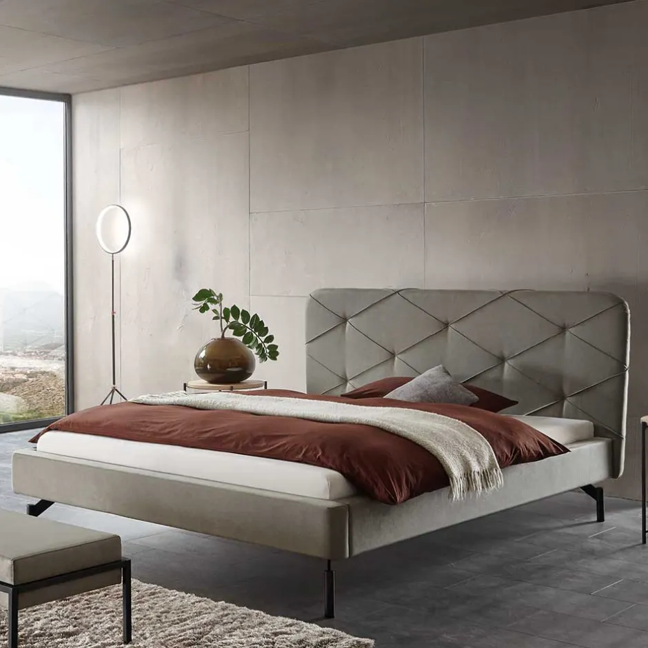 Wohnen Designbett in Anthrazit Webstoff - Raufy