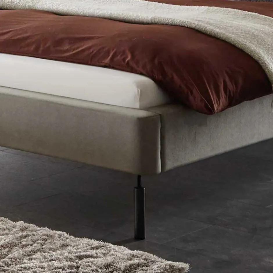 Wohnen Designbett in Anthrazit Webstoff - Raufy