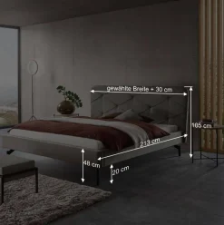 Wohnen Designbett in Anthrazit Webstoff - Raufy