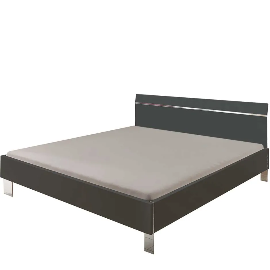 Designbett in Dunkelgrau mit Chrom - Bambina^Wohnen Sale