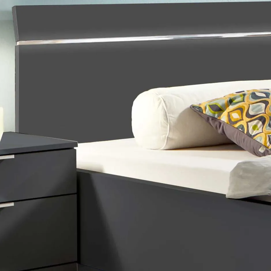 Designbett in Dunkelgrau mit Chrom - Bambina^Wohnen Sale