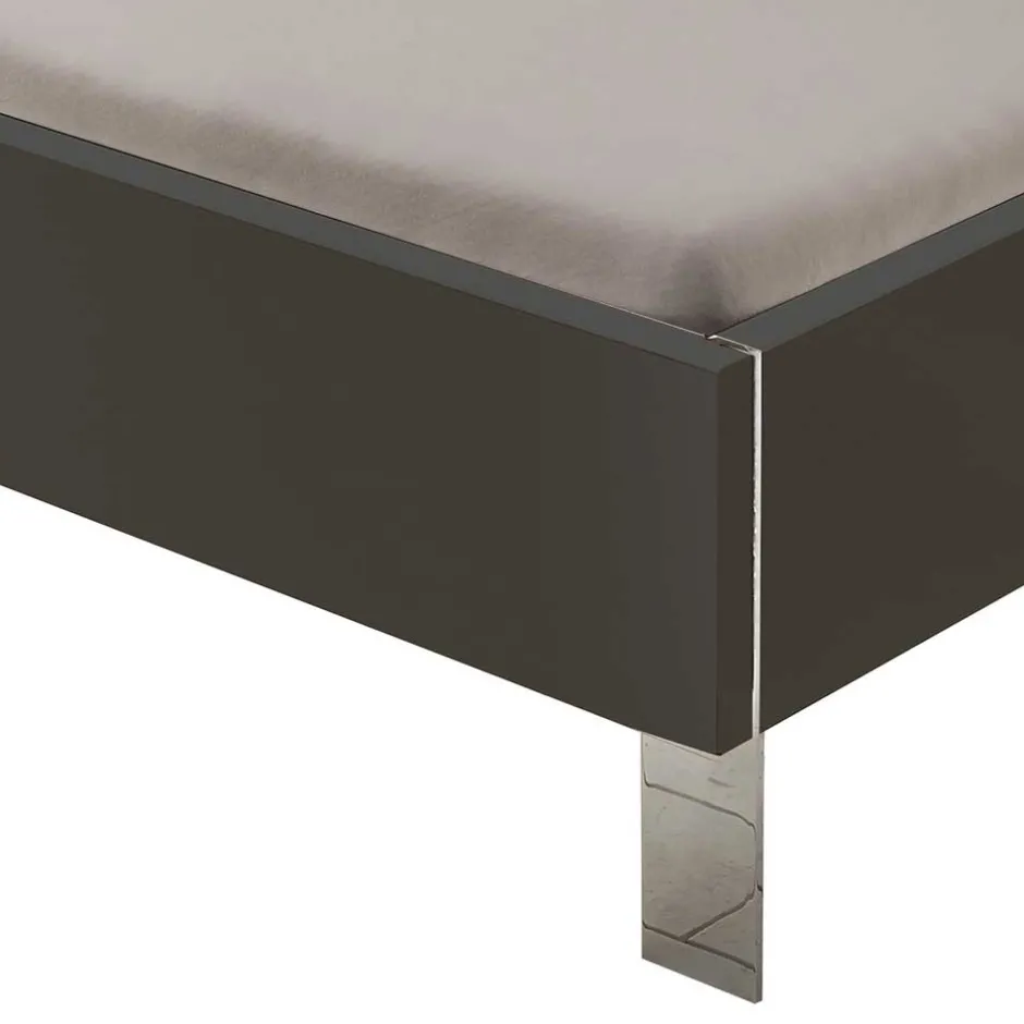 Designbett in Dunkelgrau mit Chrom - Bambina^Wohnen Sale