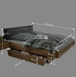 Designbett mit zwei Bettkästen aus Wildeiche - Zennian (dreiteilig)^Wohnen Best