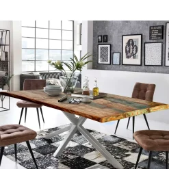 Wohnen Designer Altholz Esstisch in Mehrfarbig - Dembley