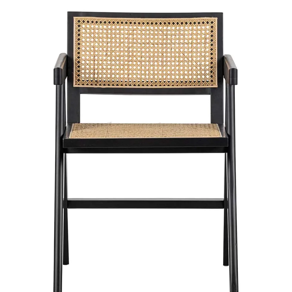 Wohnen Designer Armlehnenstuhl aus Rattan Wiener Geflecht - Leano