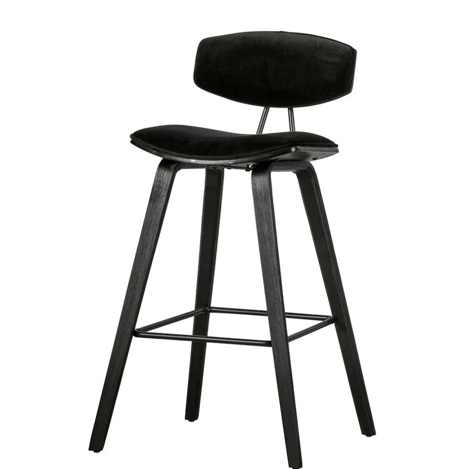 Designer Barstuhl in Schwarz Samt - Laccaro (2er Set)^Wohnen