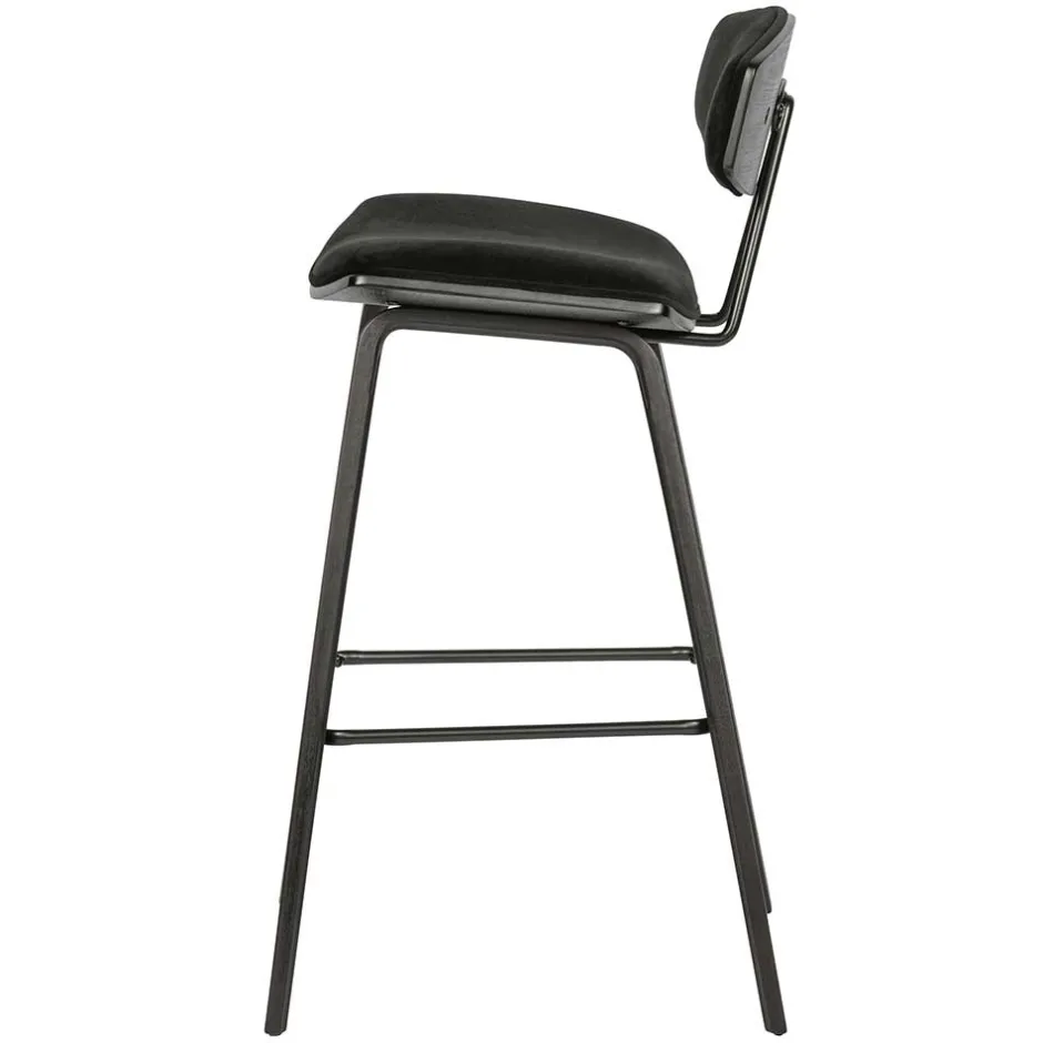 Designer Barstuhl in Schwarz Samt - Laccaro (2er Set)^Wohnen