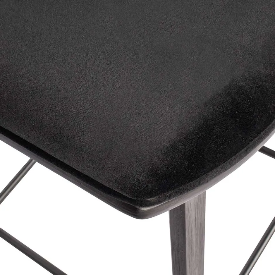 Designer Barstuhl in Schwarz Samt - Laccaro (2er Set)^Wohnen