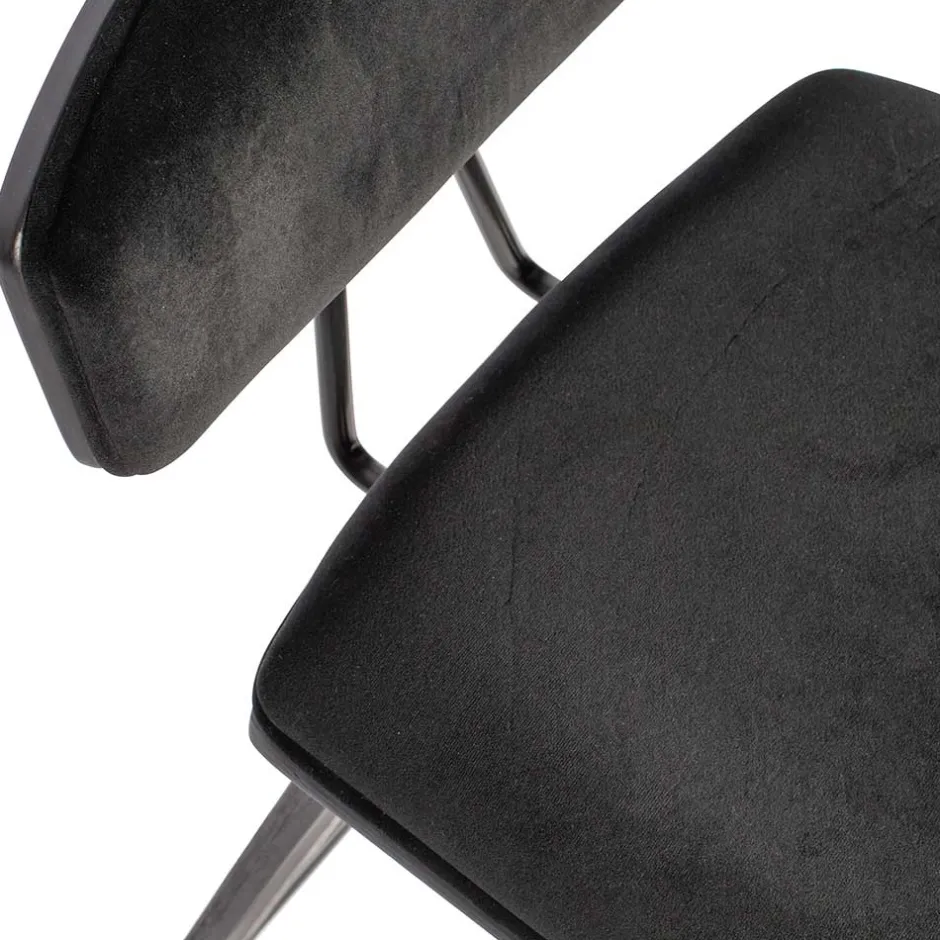 Designer Barstuhl in Schwarz Samt - Laccaro (2er Set)^Wohnen