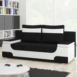 Designer Bettsofa in Schwarzbraun Weiß - Dastrata^Wohnen Outlet