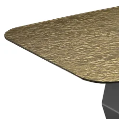 Wohnen Designer Esstisch mit Strukturglas Platte in Bronze - Curney