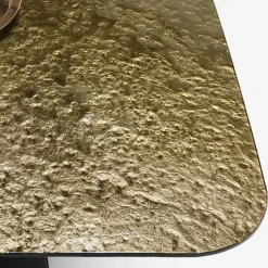 Wohnen Designer Esstisch mit Strukturglas Platte in Bronze - Curney