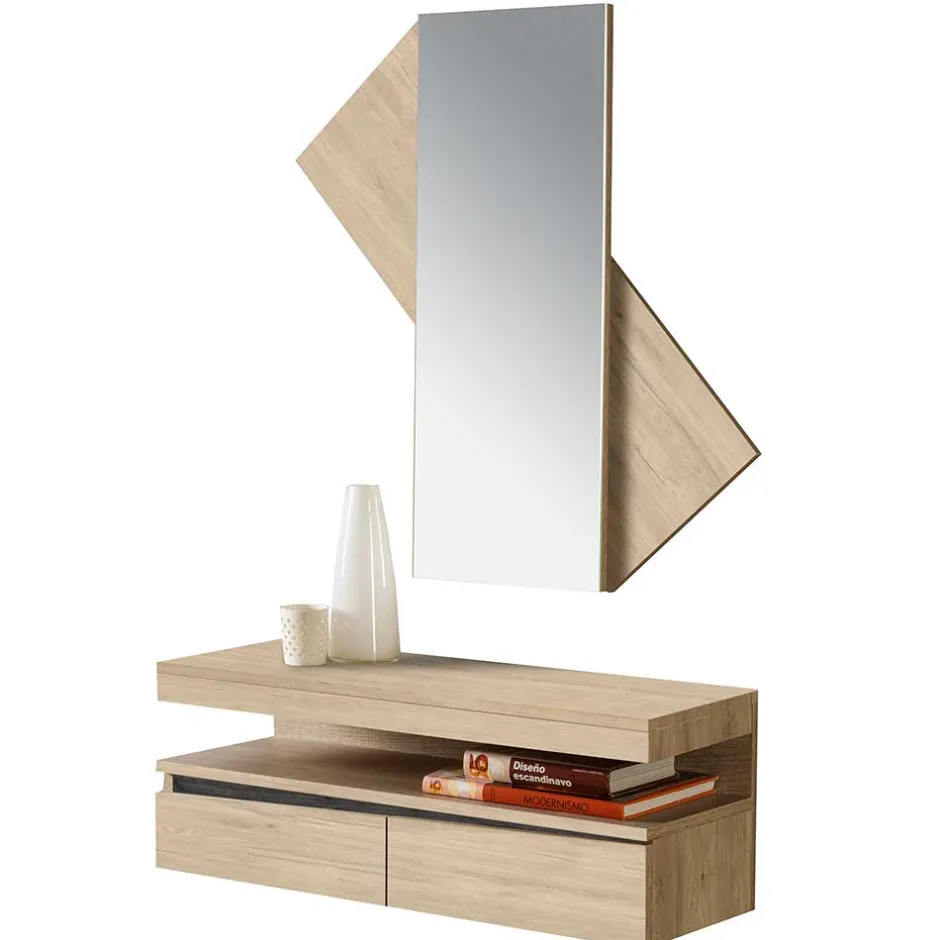 Wohnen Designer Flurmöbel Set mit Wandkonsole - Irvine (zweiteilig)