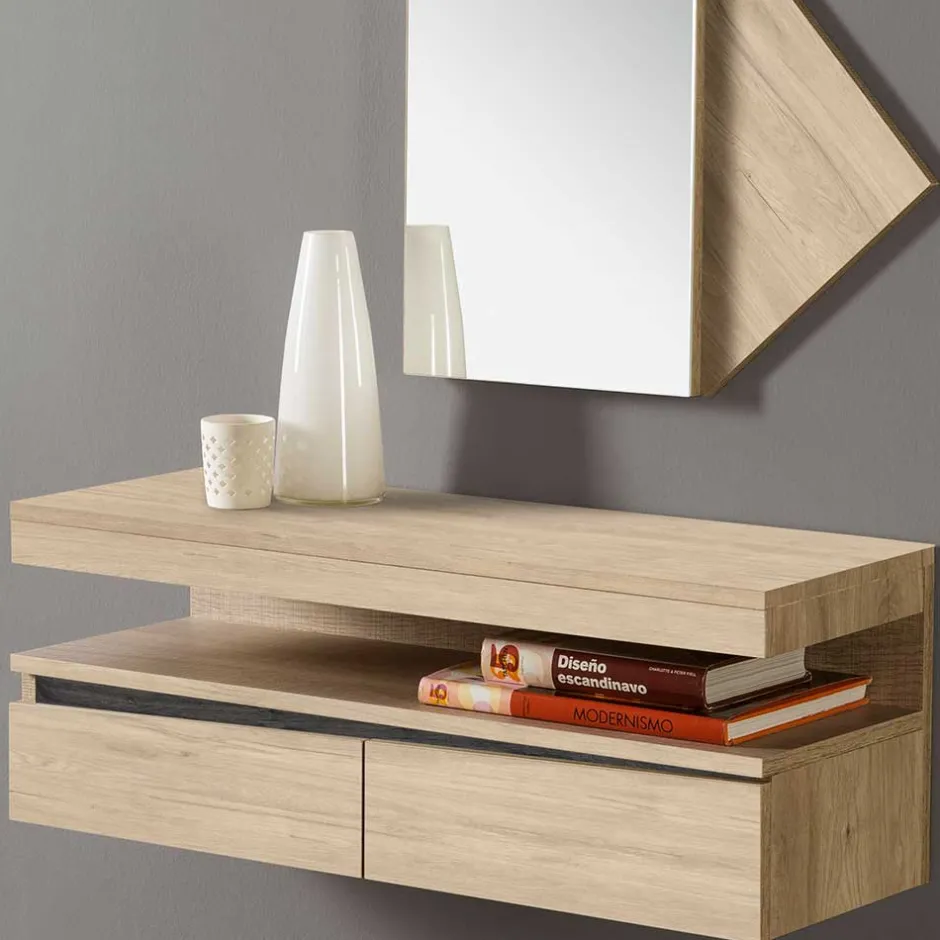 Wohnen Designer Flurmöbel Set mit Wandkonsole - Irvine (zweiteilig)