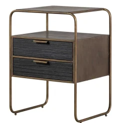 Wohnen Designer Nachtkommode in Schwarz & Altmessing - Sianner