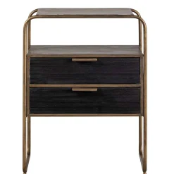Wohnen Designer Nachtkommode in Schwarz & Altmessing - Sianner
