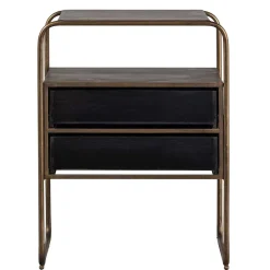 Wohnen Designer Nachtkommode in Schwarz & Altmessing - Sianner