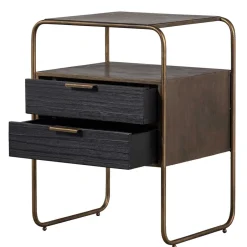 Wohnen Designer Nachtkommode in Schwarz & Altmessing - Sianner