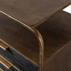 Wohnen Designer Nachtkommode in Schwarz & Altmessing - Sianner