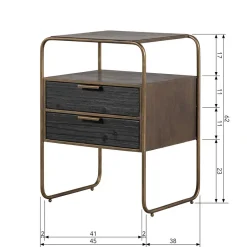 Wohnen Designer Nachtkommode in Schwarz & Altmessing - Sianner