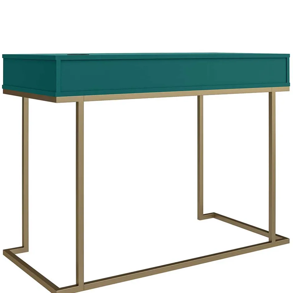 Wohnen Designer Schreibtisch in Petrol und Messing - Belego