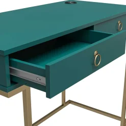 Wohnen Designer Schreibtisch in Petrol und Messing - Belego