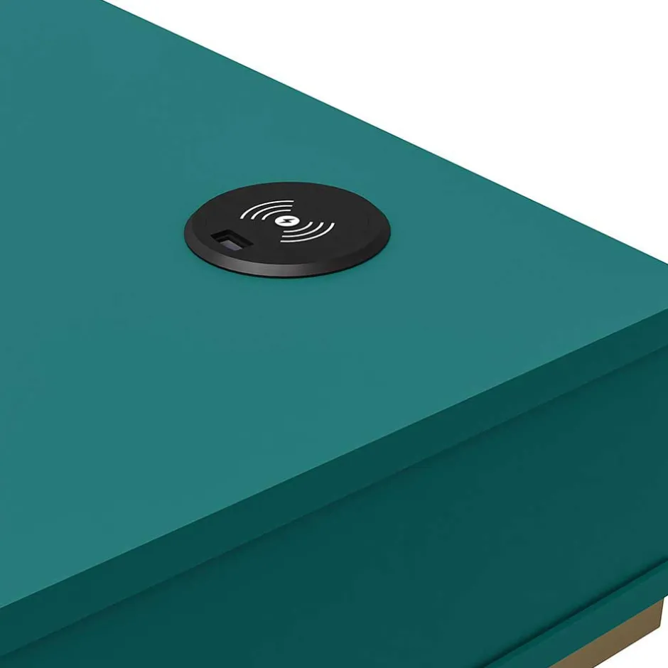 Wohnen Designer Schreibtisch in Petrol und Messing - Belego