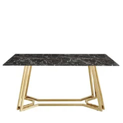 Wohnen Designer Tisch mit Glasplatte in Marmor Optik - Mooney