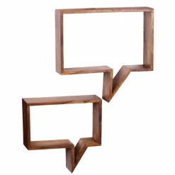 Wohnen Designer Wandregal Set Hoslo aus Massivholz Sheesham (zweiteilig)