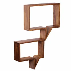 Wohnen Designer Wandregal Set Hoslo aus Massivholz Sheesham (zweiteilig)