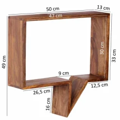 Wohnen Designer Wandregal Set Hoslo aus Massivholz Sheesham (zweiteilig)