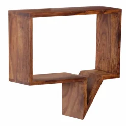 Wohnen Designer Wandregal Set Hoslo aus Massivholz Sheesham (zweiteilig)