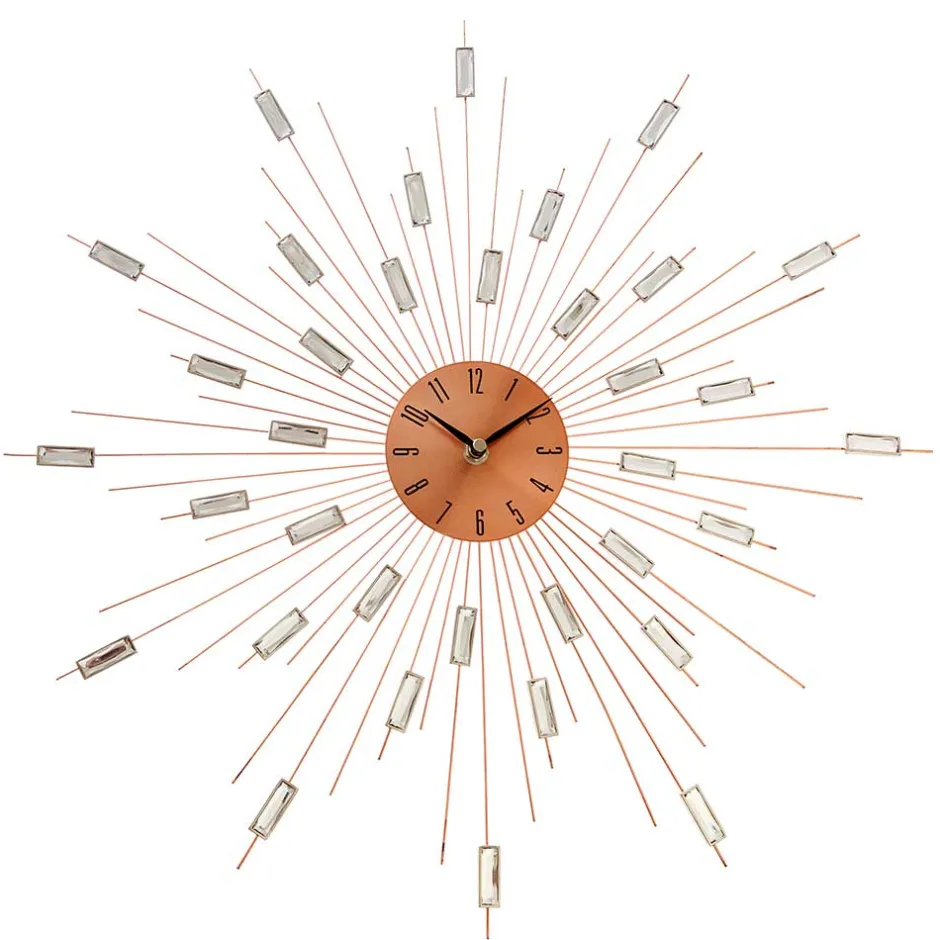 Wohnen Designer Wanduhr in Kupfer mit Acrylglas Steinen - Rodrico
