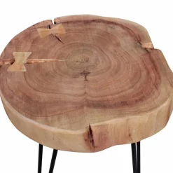 Wohnen Designertisch Lariona mit Baumscheibe und Metall-Gestell