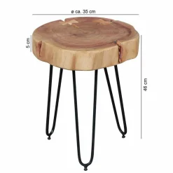 Wohnen Designertisch Lariona mit Baumscheibe und Metall-Gestell