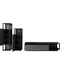 Wohnen Designer-Wohnwand Möbel in Grau - Ridona (dreiteilig)