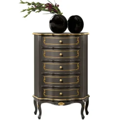 Wohnen Design-Hochkommode in Dunkelbraun und Gold - Numrek