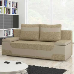 Design-Schlafcouch in Beige Material Mix - Andiamo^Wohnen Hot