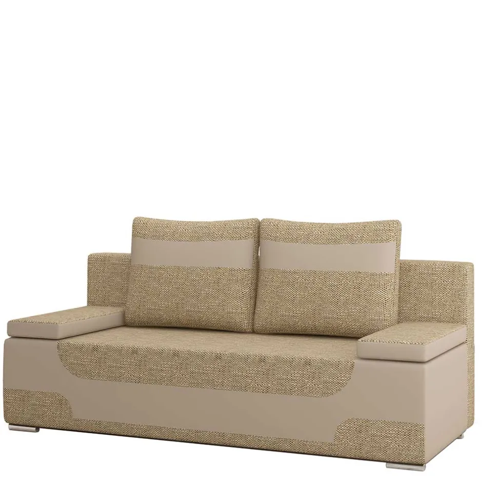Design-Schlafcouch in Beige Material Mix - Andiamo^Wohnen Hot