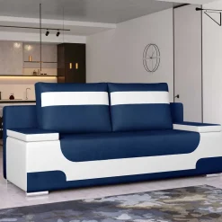 Wohnen Design-Schlafcouch in Dunkelblau und Weiß - Sella
