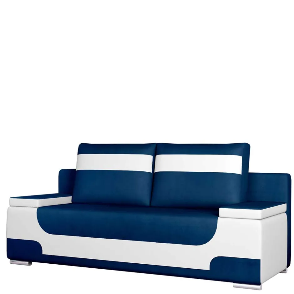 Wohnen Design-Schlafcouch in Dunkelblau und Weiß - Sella