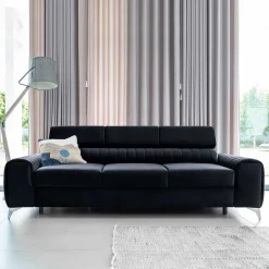 Wohnen Design-Schlafsofa in Blauschwarz Samt - Harvests